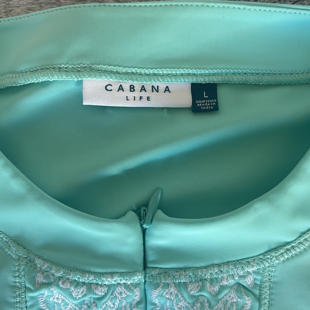 Cabana Life Embroidered Aqua Essentials Rash Guard in Aqua Size Large EUC - Picture 8 of 11